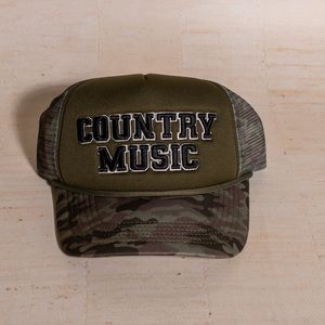 Country music camo trucker hat